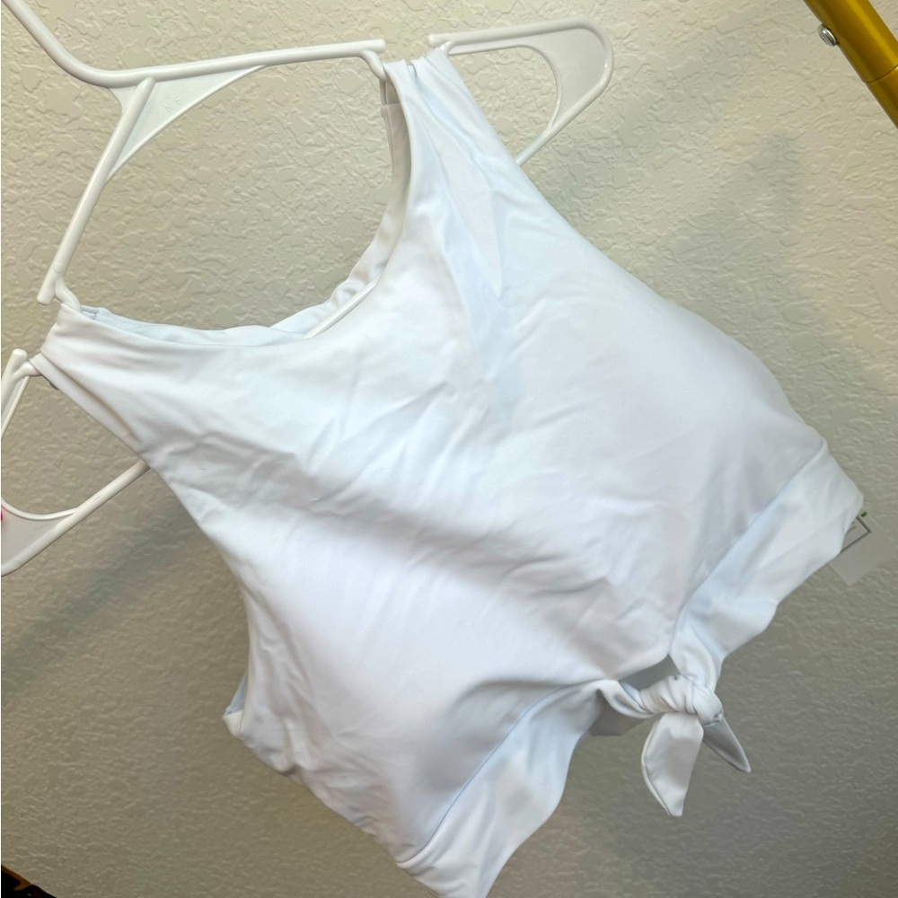 White Fashion Classic Collection Swim Top NWT LG